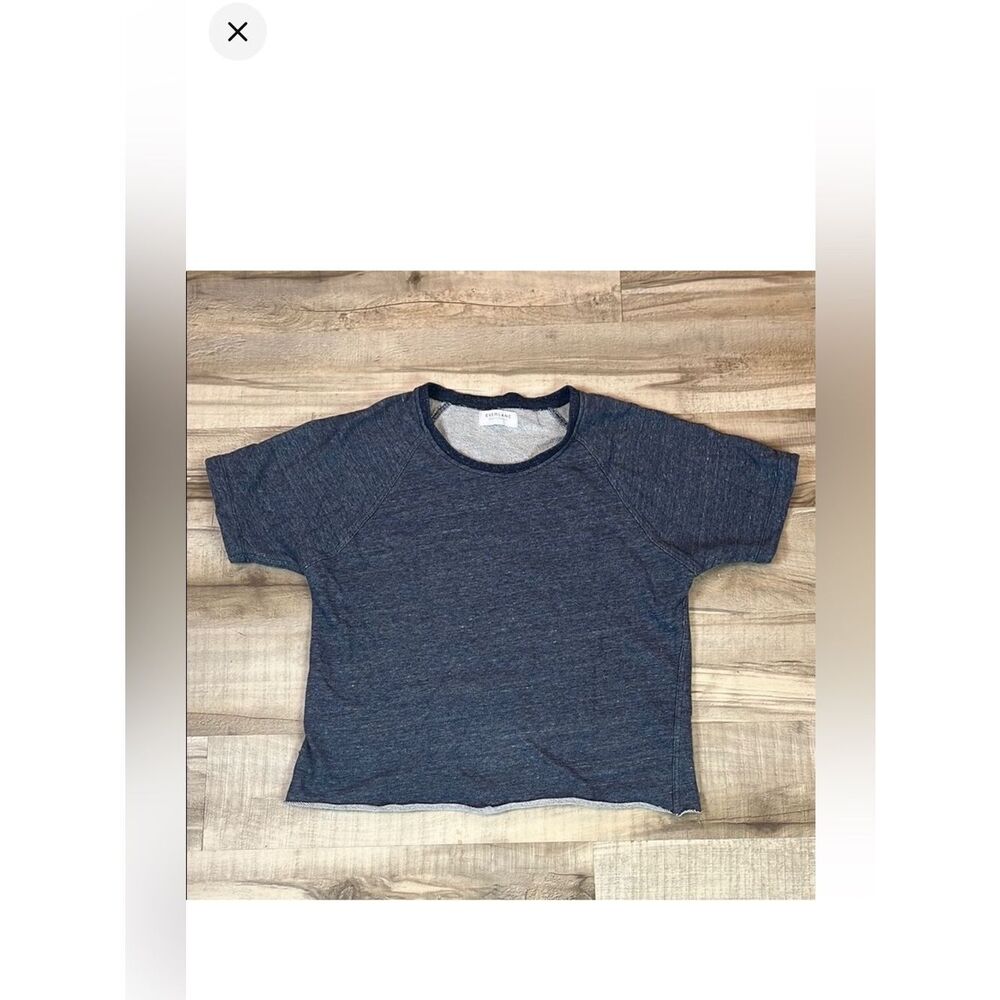 Everlane crop cutoff sweatshirt heather blue crewneck tee size large